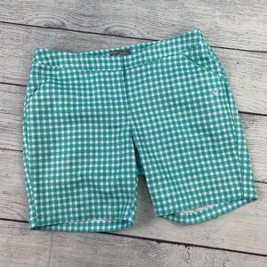 Callaway sz 10 Golf Shorts Gingham Pattern Aqua White Activewear 7" Inseam